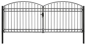 Dvojkrídlová plotová brána s oblúkom, oceľ 400x175 cm, čierna 143095