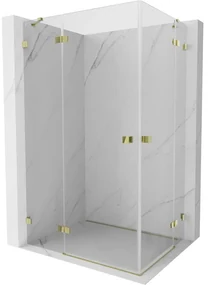 Mexen Lunar Duo, výklopný sprchový kút 115 x 95 cm, 8mm číre sklo, zlatý profil, 834-115L-095P-50-00