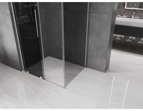 Mexen Velar L, sprchový kút s posuvnými dverami 90 x 80 cm, 8mm šedé sklo, brúsená oceľ, 871-090-080-43-97