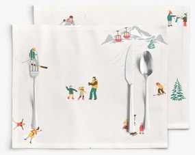 Goldea vianočné prestieranie na stôl 100% bavlnené plátno - zimné radovánky - sada 2ks 30 x 40 cm