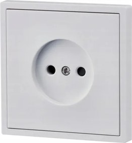 Elektrická zásuvka jednoduchá biela fi60 s bielym rámom