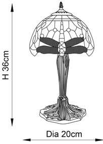 Endon 64091 - Stolná lampa Tiffany DRAGONFLY 1xE14/40W/230V priemer 20 cm