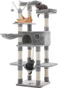 Škrabadlo pre mačky, XXL mačací strom, 164 cm, svetlošedé