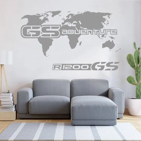 Veselá Stena Samolepka GS Adventure Mapa Farba: šedá, Veľkosť: 80 x 47 cm