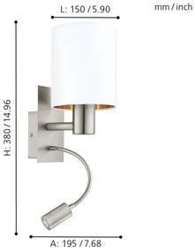 Eglo 96484 - LED Flexibilné svietidlo PASTERI 1xE27/40W+LED/3,8W biela