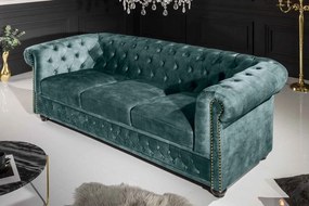 Dizajnová trojsedačka Chesterfield 205 cm petrolejový zamat