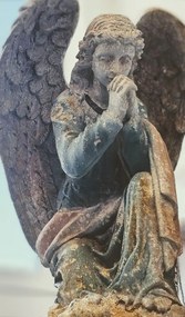 Béžovo-zelená keramická dekorácia socha anjela Angel Baroque - 41*45*65 cm
