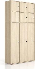 Nadstavba pre skrine FRAME, 6x dvere, 1299 x 450 x 854 mm, cylindrický zámok, dub prírodný