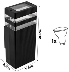 BERGE LED fasádne svietidlo 1xGU10 IP44 čierne