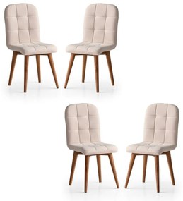Súprava jedálenských stoličiek Retro Cream and Walnut, 4 ks