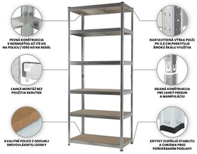 Fistar Regál 2400x1000x400 mm kovový zinkovaný 6-policový, nosnosť 1050 kg
