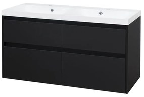 Mereo Mereo, Opto, kúpeľňová skrinka s umývadlom z liateho mramoru, 121 cm, čierna matná, MER-CN943M