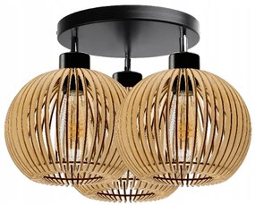 BERGE Stropné LED svietidlo LOFT 3xE27 - WOOD - čierne