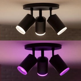 PHILIPS HUE Stropné inteligentné LED bodové osvetlenie HUE FUGATO s funkciou RGB, 3xGU10, 5,7W, teplá biela-stud