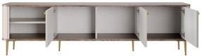 TV stolík Vespera 3D 187 cm - kašmírová / orech / zlaté nožičky