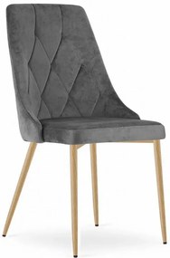 Set 4 stoličiek IMOLA - sivý zamat / nohy vo farbe dreva