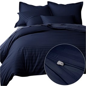 SATÉNOVÉ OBLIEČKY SATINLOVE EXCLUSIVE CIZGILI 180X200 CM, 2KS 70X80 CM TMAVOMODRÉ