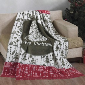 VIANOČNÁ BAVLNENÁ DEKA RUDY2 150X200 CM VZOROVANÁ