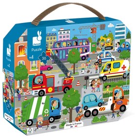 Puzzle pre deti Mesto Janod v kufríku 36 ks