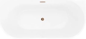 Mexen Oris, voľne stojaca ryhovaná vaňa 170 x 80 cm, biela lesklá, ružové zlato prepad, 52871708000-60