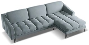 Svetlomodrá zamatová rohová pohovka (pravý roh) Nalu – Makamii