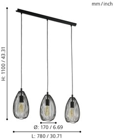 Eglo 49142 - Luster na lanku CLEVEDON 3xE27/60W/230V