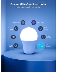 Govee - LED RGBWW Stmievateľná žiarovka Smart E27/12W/230V 2700-6500K Wi-Fi