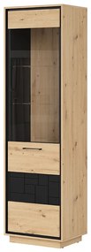 Vitrína BRW Pont REG1W (dub artisan + čierna matná). Akcia -18%. Vlastná spoľahlivá doprava až k Vám domov. 1063038