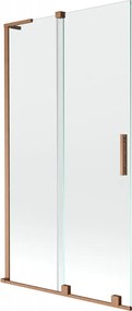 Mexen Velar L, 2-krídlová posuvná vaňová zástena 100 x 150 cm, 8mm číre sklo, medená matná, 896-100-003-01-65