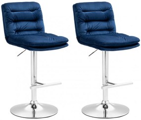 Design-Shop 2x Barová stoličkaDamar - zamat, chróm rám - modrá