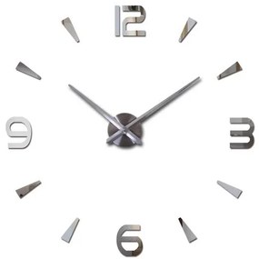 KIK KX7846 Nástěnné hodiny velké 80-120cm stříbrné 4 číslice AKCE