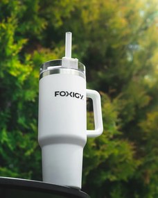 Foxigy Termohrnček do auta so slamkou 1200 ml White