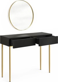 Toaletný stolík Nicole so zrkadlom 60 cm - čierny mat / zlatá