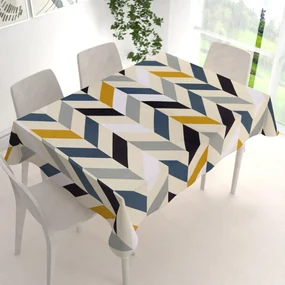 Biante Bavlnený obdĺžnikový obrus Sandra SA-402 Veľké cik-cak modro-žlté pruhy 60x100 cm