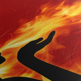 Obraz zeny s plameňmi (120x50 cm)