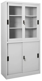 Kancelárska skriňa s posuvnými dverami bledosivá 90x40x180 cm oceľ