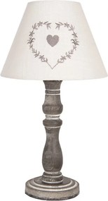 Šedá stolná lampička so srdiečkom Shabby - Ø 23*40 cm E27/max 1*40W