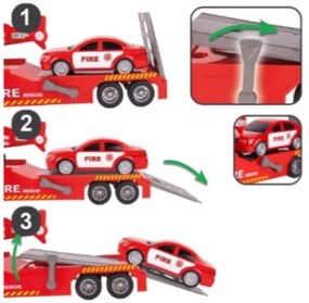 Hasičský transportér s helikoptérou a autom