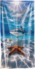 Rýchloschnúca XL plážová osuška AQUALIS modrá 100 x 180 cm, 100% mikrovlákno