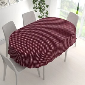 Biante Bavlnený oválny obrus Sandra SA-351 Biele hviezdičky na tmavo červenom 100x140 cm