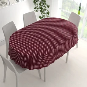 Biante Bavlnený oválny obrus Sandra SA-351 Biele hviezdičky na tmavo červenom 130x200 cm