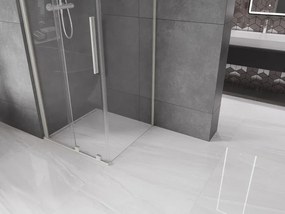 Mexen Velar, sprchový kút s posuvnými dverami 100 x 100 cm, 8mm číre sklo, brúsená oceľ, 871-100-100-01-97