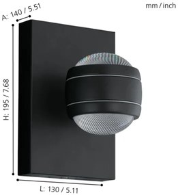 Eglo 94848 - LED Vonkajšie svietidlo SESIMBA 2xLED/3,7W/230V IP44