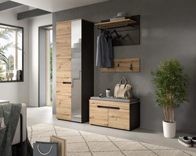 Predsieňová zostava Cano (4-dielna), šedá/dub artisan