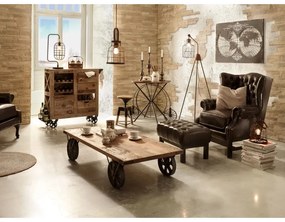 furniture-nabytek.cz - Masívny taburet Chesterfield Kingsfield z pravej kože, hnedý