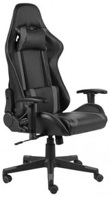 vidaXL Otočná herná stolička sivá PVC-