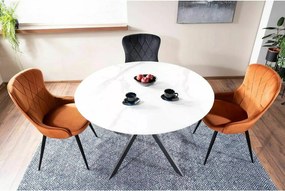 Jedálenský stôl Talia 90 cm keramika biely mramor/čierny