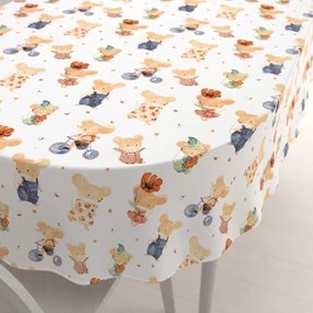 Biante Detský bavlnený oválny obrus Sandra SA-611 Hravé myšky na bielom 140x220 cm
