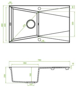 Laveo Grenada, 1-komorový granitový drez 780x480x204 mm, béžová, LAV-SBG_411T