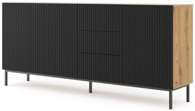 Komoda 3D3S 200 Rowanna (dub artisan + čierna). Akcia -20%. Vlastná spoľahlivá doprava až k Vám domov. 1125010
